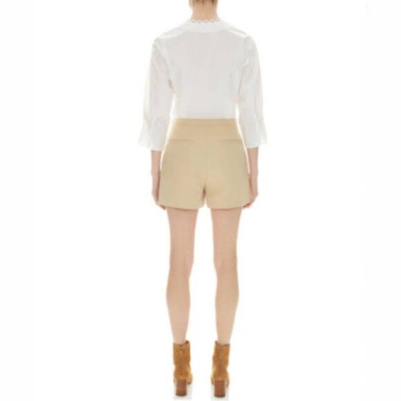 Sandro Paris Warren Beige Scalloped Button Front Romper M NEW Pockets Wide Leg - Picture 7 of 12